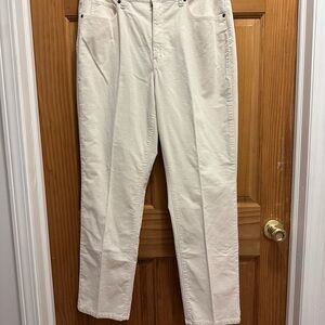 Talbots Ivory Corduroy Straight Leg Pants Size 12